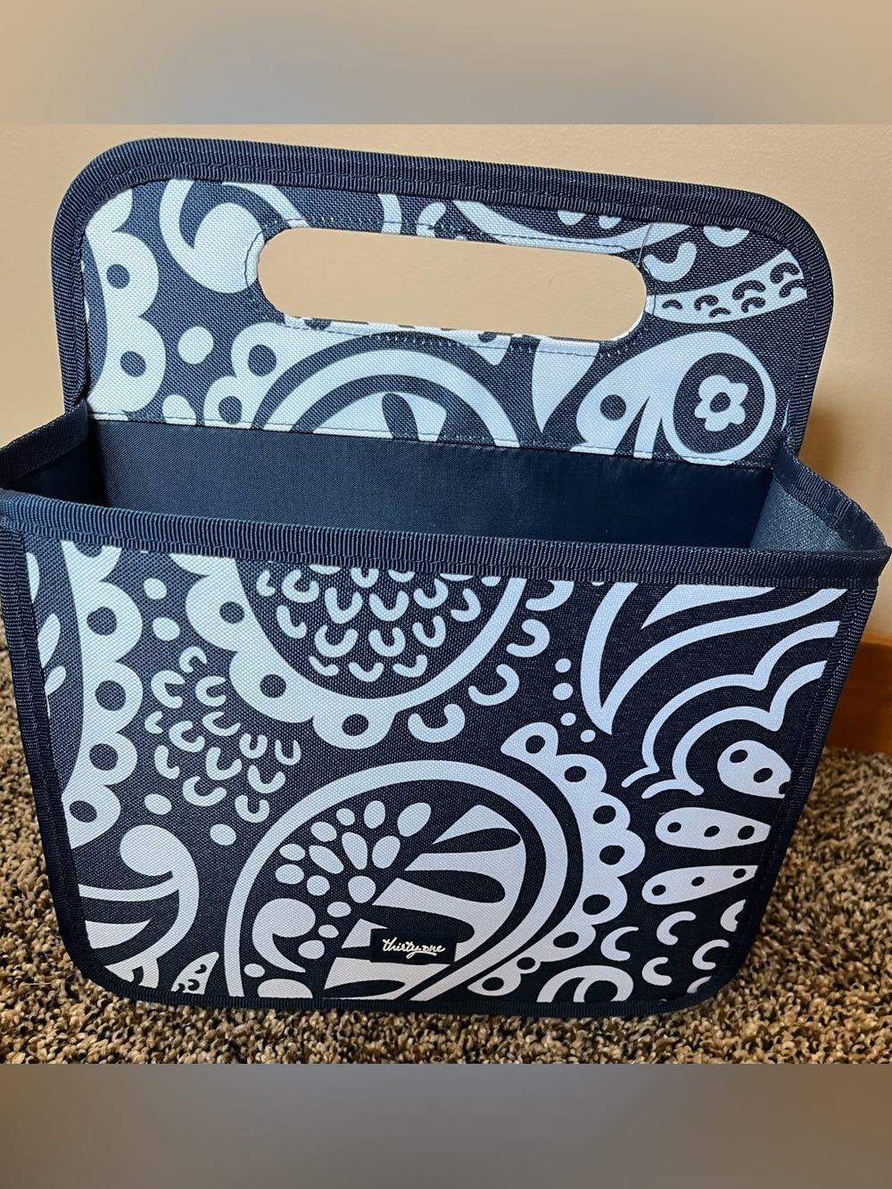 thirty-one Navy and White Paisley Double Duty Caddy